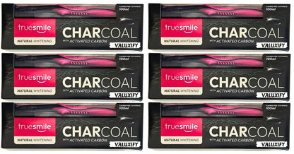 Charcoal Activated Carbon Toothpaste  Cleansing Whitening Free Toothbrush-6 Pack
