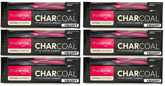 Charcoal Activated Carbon Toothpaste  Cleansing Whitening Free Toothbrush-6 Pack