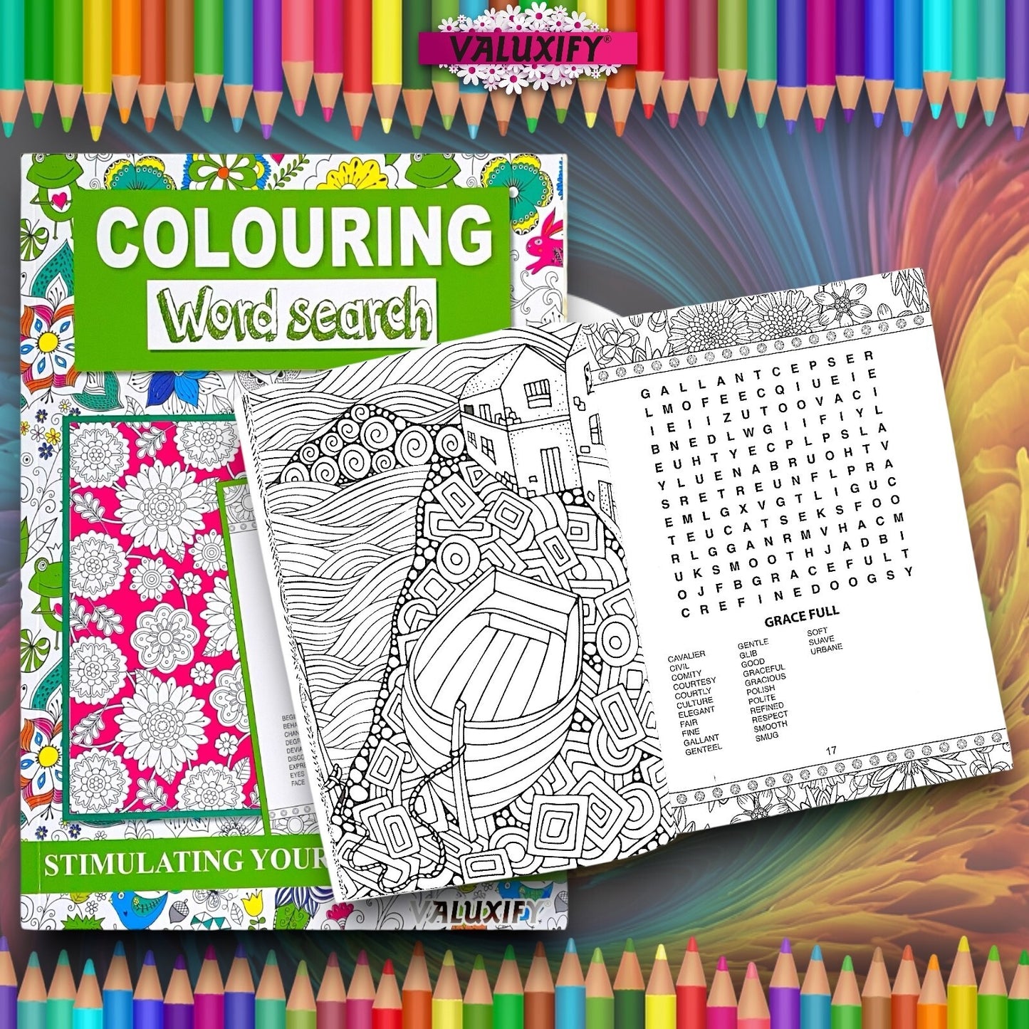 Word Search Colouring Book  Book Activity  Colour Therapy Mind Relax A4