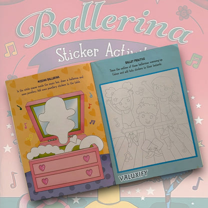 KIDS CHILDREN BALLERINA  STICKER ACTIVITY BOOK GIRLS  COLOURING FUN GAMES A4