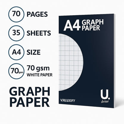 3x A4 Graph Paper Pads | 70 Pages 70gsm Page | Squared Maths & Technical Drawing