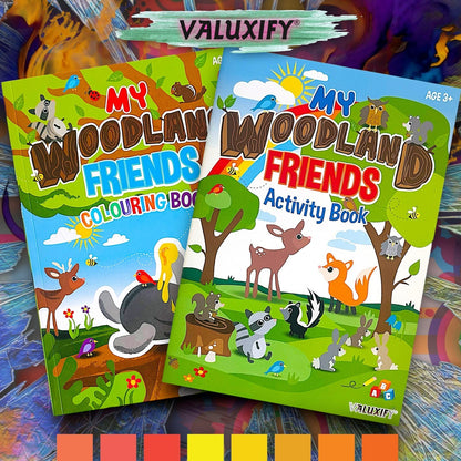 2 | CHILDREN COLOURING ACTIVITY BOOKS | MY WOODLAND FRIENDS | FOR GIRLS BOYS A4