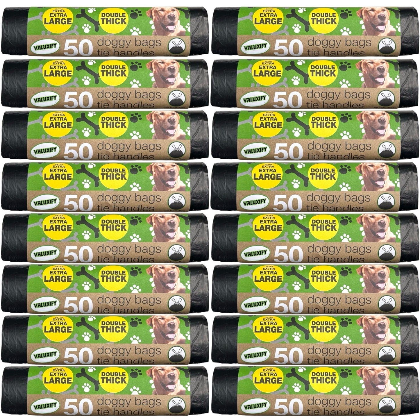 800x Doggy Poop Bags Double Thick  Extra Large Tie Handle Extra Strong Poo bags