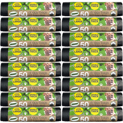 800x Doggy Poop Bags Double Thick  Extra Large Tie Handle Extra Strong Poo bags