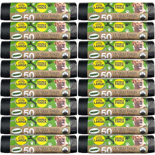 800x Doggy Poop Bags Double Thick  Extra Large Tie Handle Extra Strong Poo bags