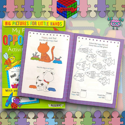 6X KIDS ACTIVITY FIRST LEARNING BOOKS WORDS OPPOSITES ANIMALS ABC 123 SHAPES