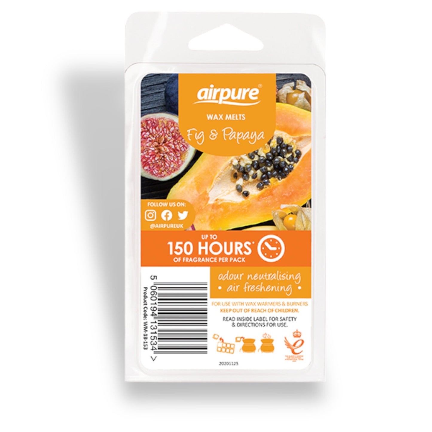 AIRPURE FIGS & PAPAYA WAX MELTS  SCENTED HOME ROOM FRAGRANCE EACH 150 HOURS