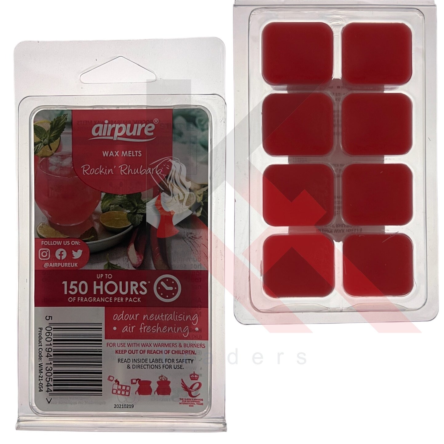AIRPURE  ROCKIN RHUBAR BWAX MELTS  SCENTED CANDLE BURNER REFILL HOME 150 HOURS