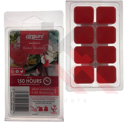 AIRPURE  ROCKIN RHUBAR BWAX MELTS  SCENTED CANDLE BURNER REFILL HOME 150 HOURS