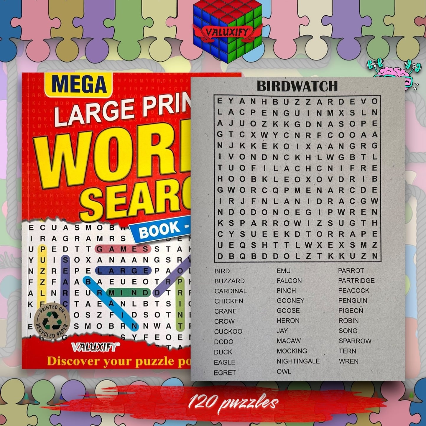 A4 Large Print Word Search Book Pack | 4 Books | 480 Puzzles | Adults Seniors