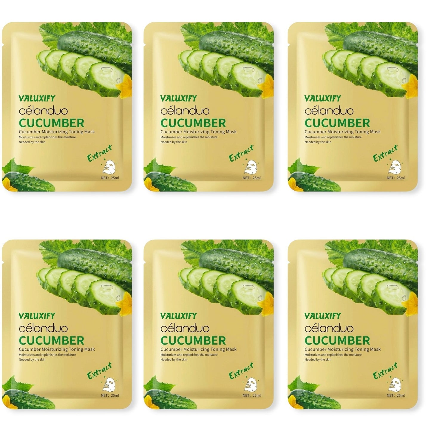 Face Sheet Masks Pack Of 6 Hydrating Moisturising Skin Care Rose Cucumber