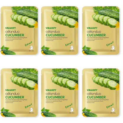 Face Sheet Masks Pack Of 6 Hydrating Moisturising Skin Care Rose Cucumber