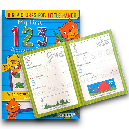 3 X KIDS ACTIVITY FIRST LEARNING BOOKS NUMBERS SHAPES LETTER COPY TRACE