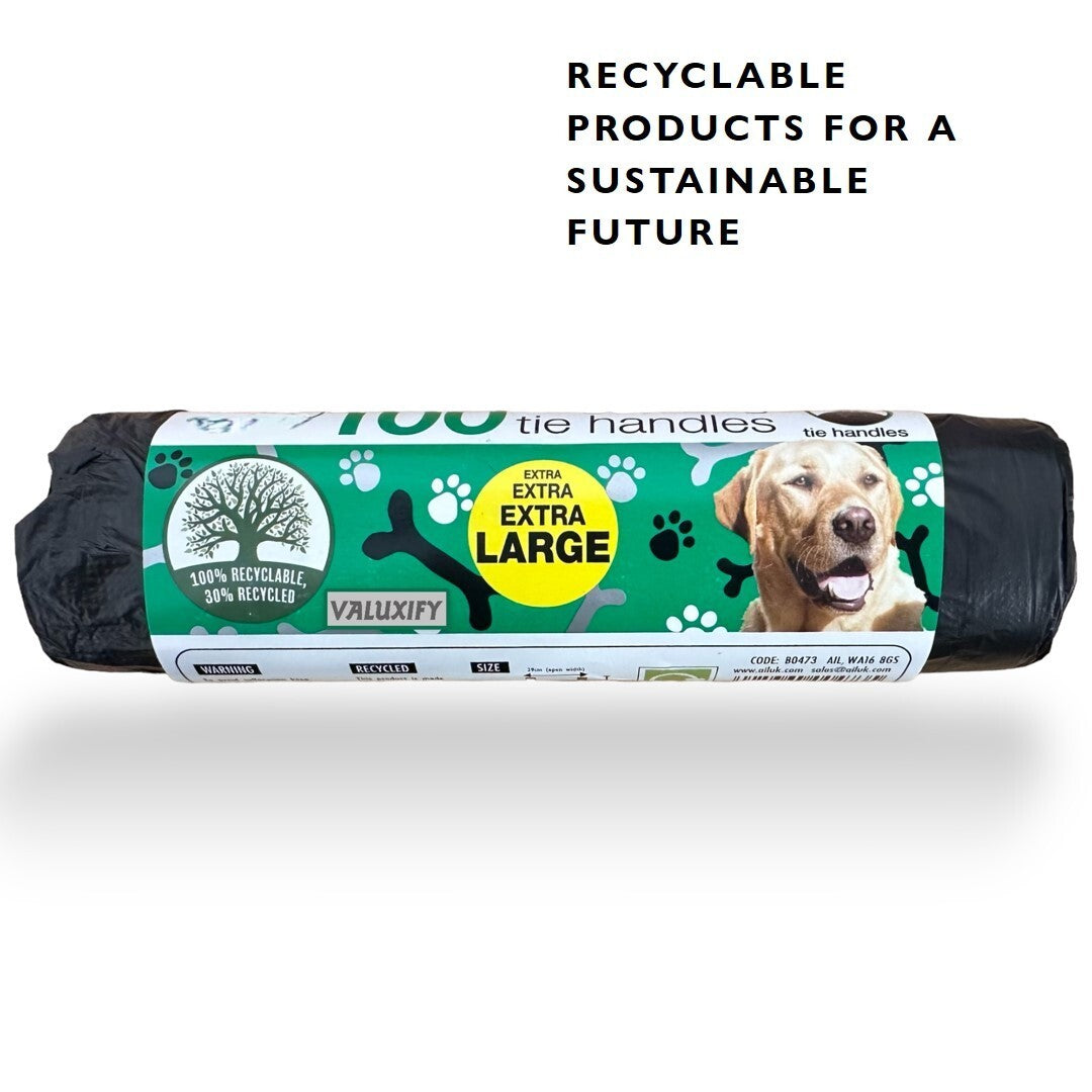 600x Dog Poo Bags Tie Handles Extra Large Extra Value Dog Poop Doggy Bags Rolls