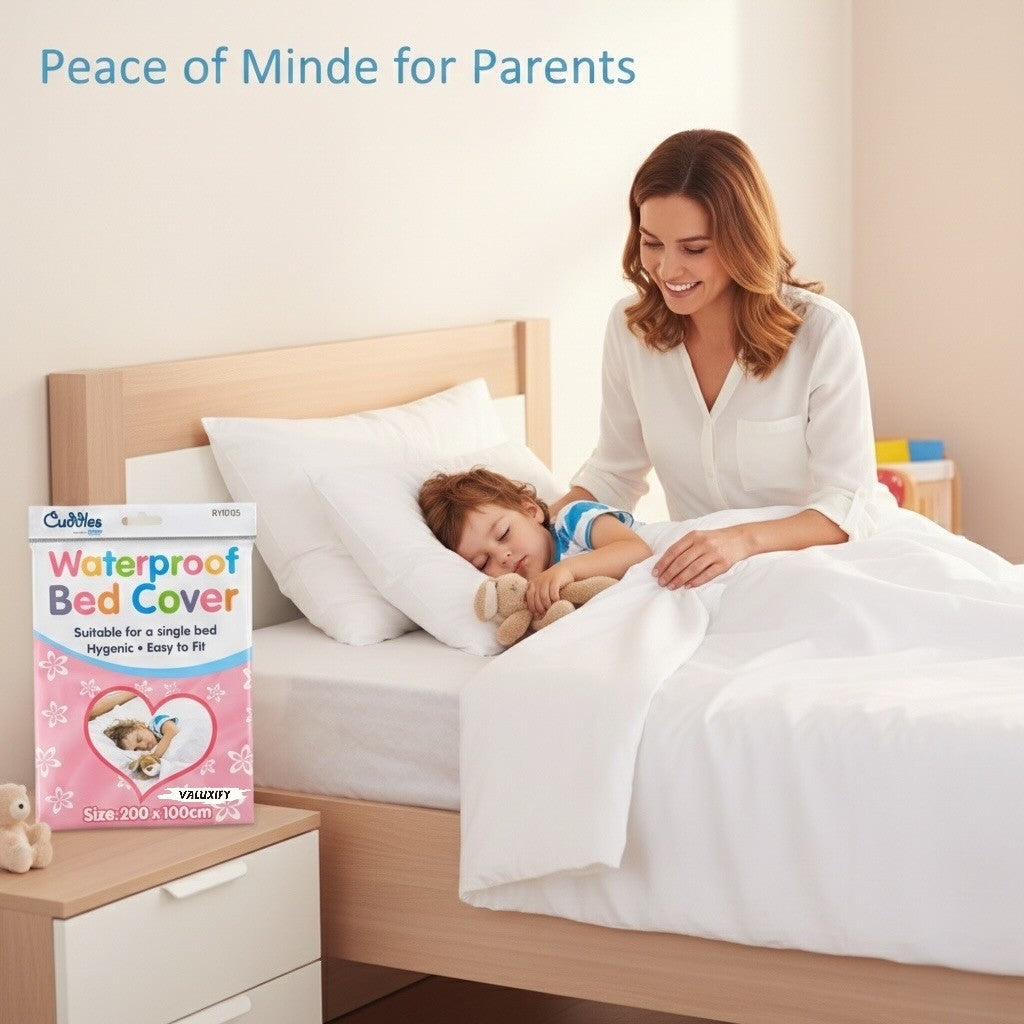 KIDS WATERPROOF SINGLE BED COVER SHEET BABY COT BED WHITE MATTRESS PROTECTOR