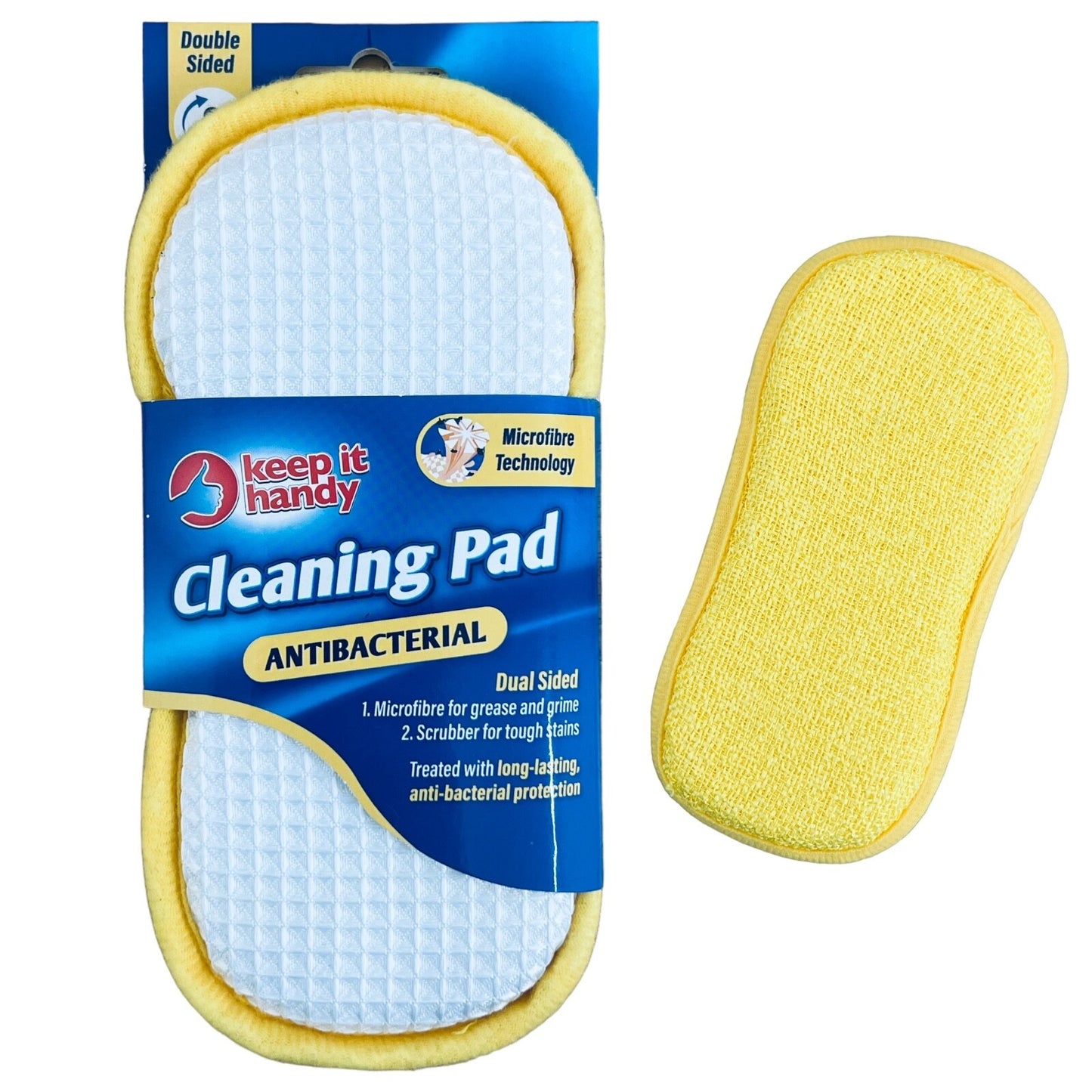 CLEANING PAD DUAL SIDED ANTIBACTERIAL SPONGE MICROFIBRE & SCRUBBER LONG LASTING