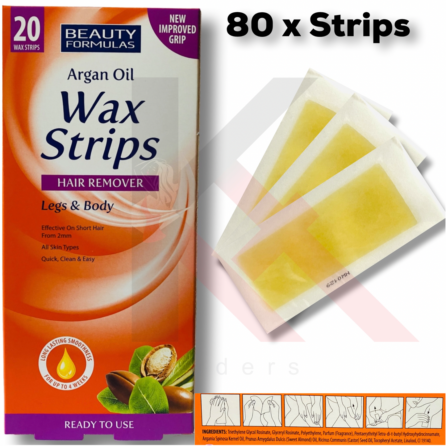 Wax Strips Waxing Leg and Body Bikini Argan Wax Strips  wax Strips 1-100 Strips