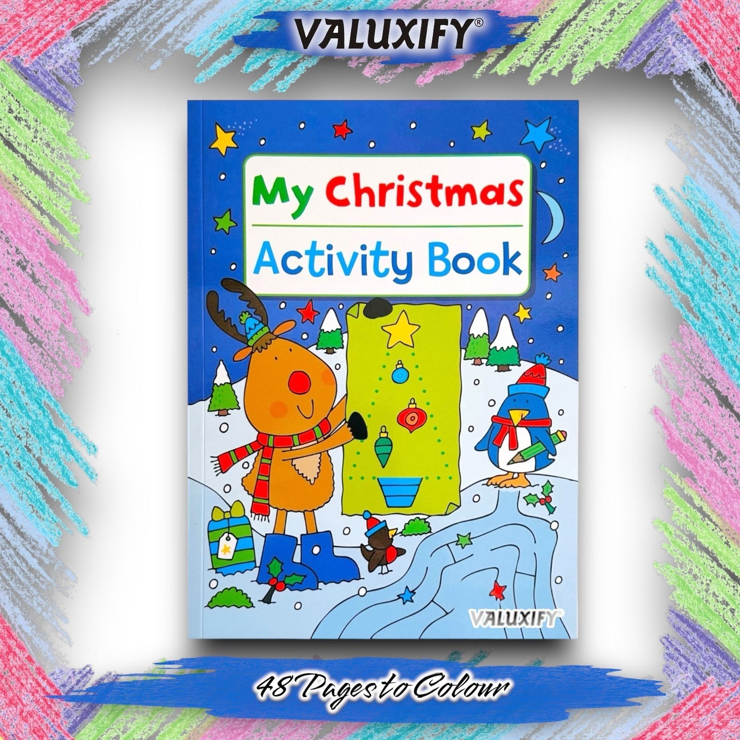 Christmas Colouring Book Kids Children Books Activity Sticker Woobly Eyes