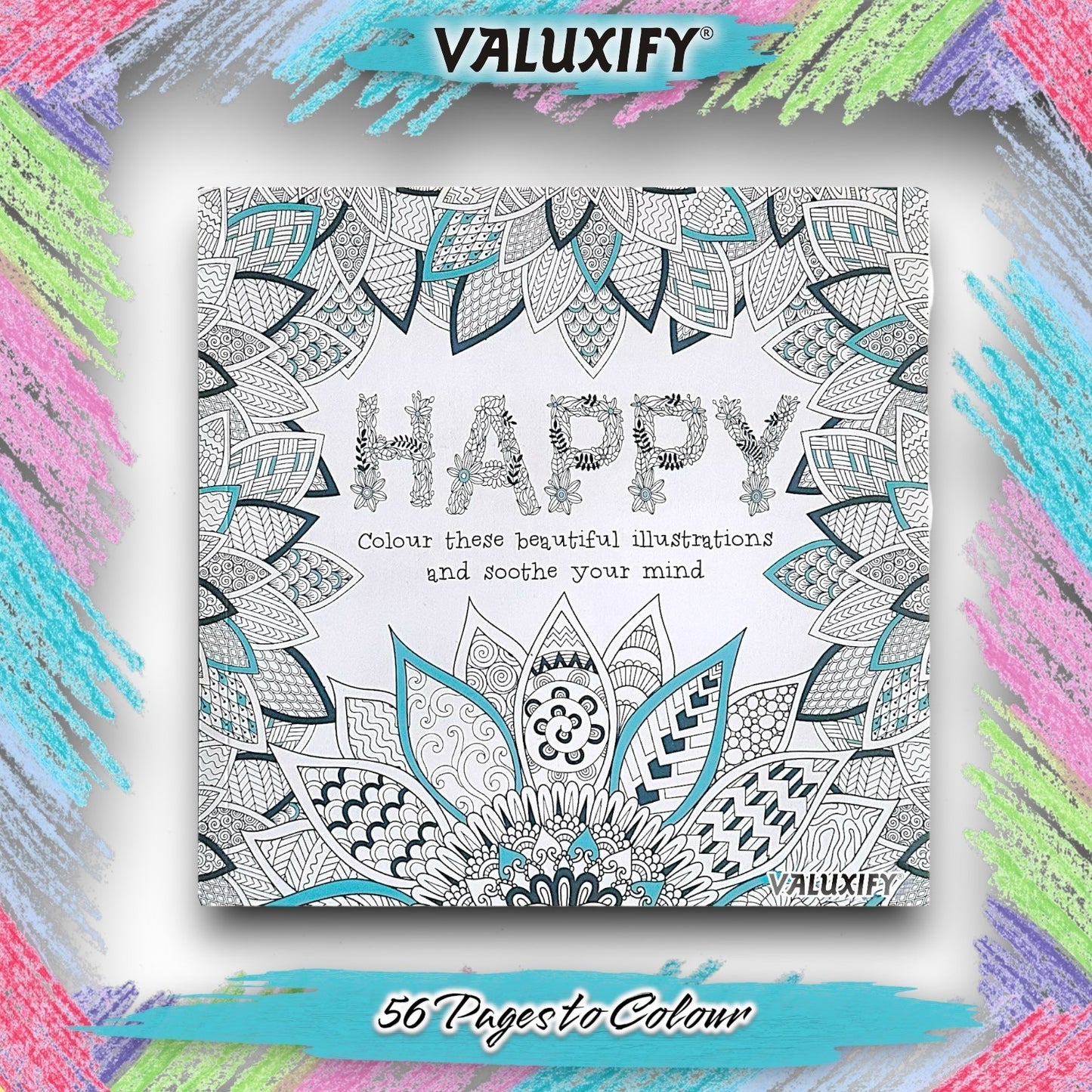 Adult Anti Stress Colouring Book Happy Love Mindfulness Tranquil Relaxing Colour