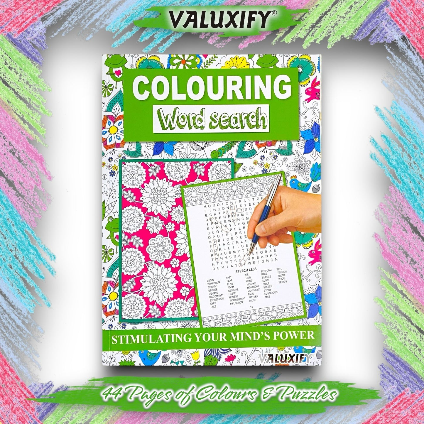Adult Anti Stress Colouring Book Fashion Love Inspirational Quotes Word Search
