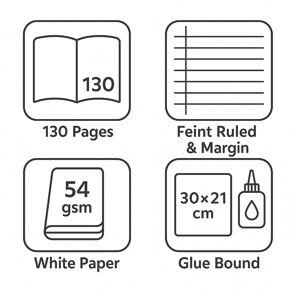A4 lined Refill Pad 130 Pages Notepad Memo Writing Ruled Student Office School