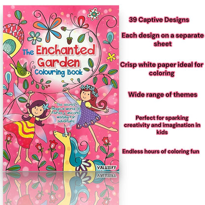 Kids Colouring Book Enchanted Garden Children Fun Activity Book Art Craft A4
