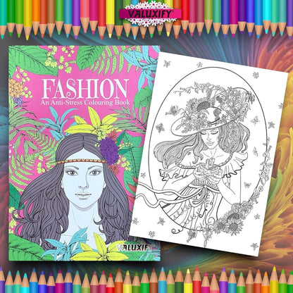 2 Adult Colouring Books Fashion Love Anti Stress Colour Therapy Mind Relax A4