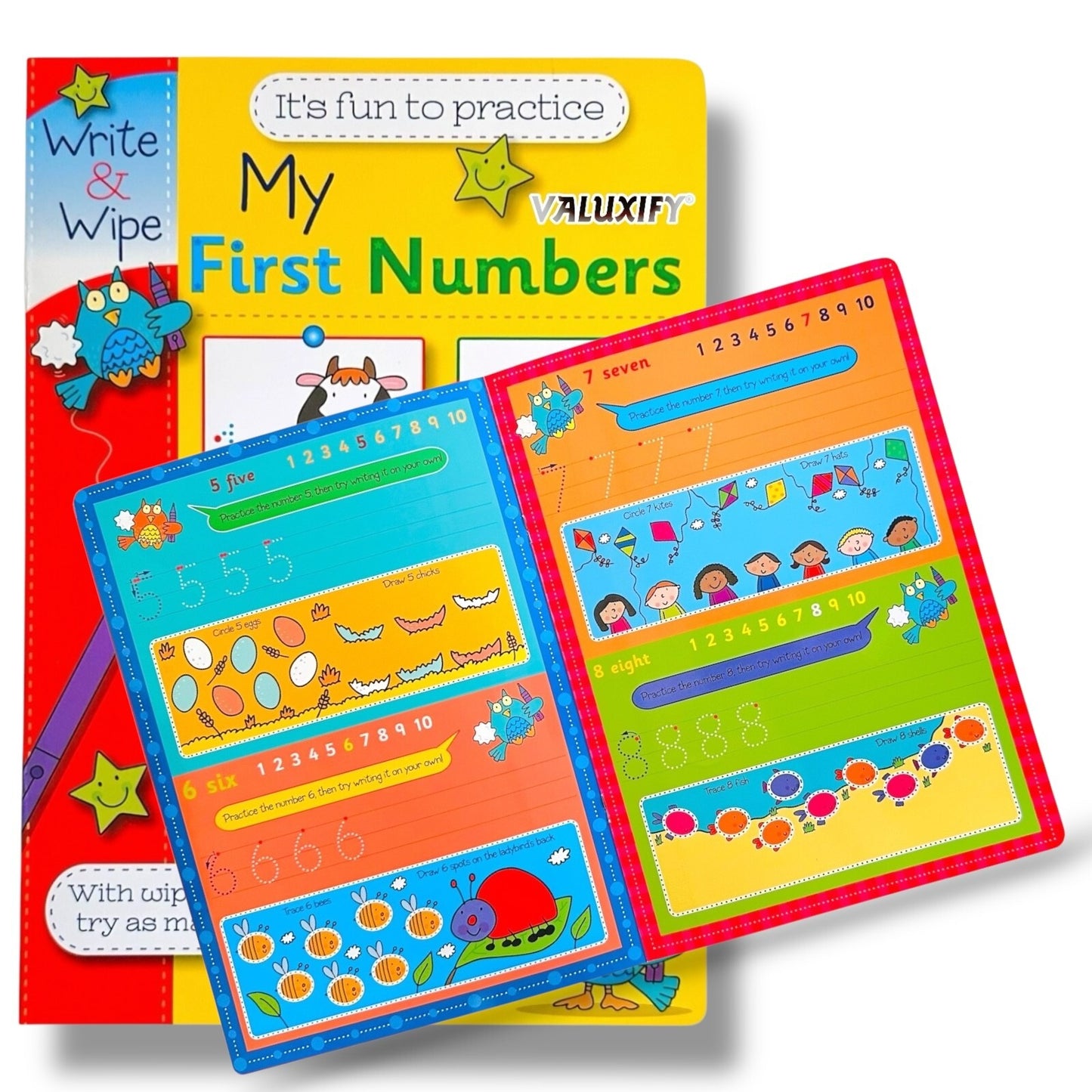 Kids Learning Books ABC Numbers Writing Reading Wipe Clean Pages Fast Shipping