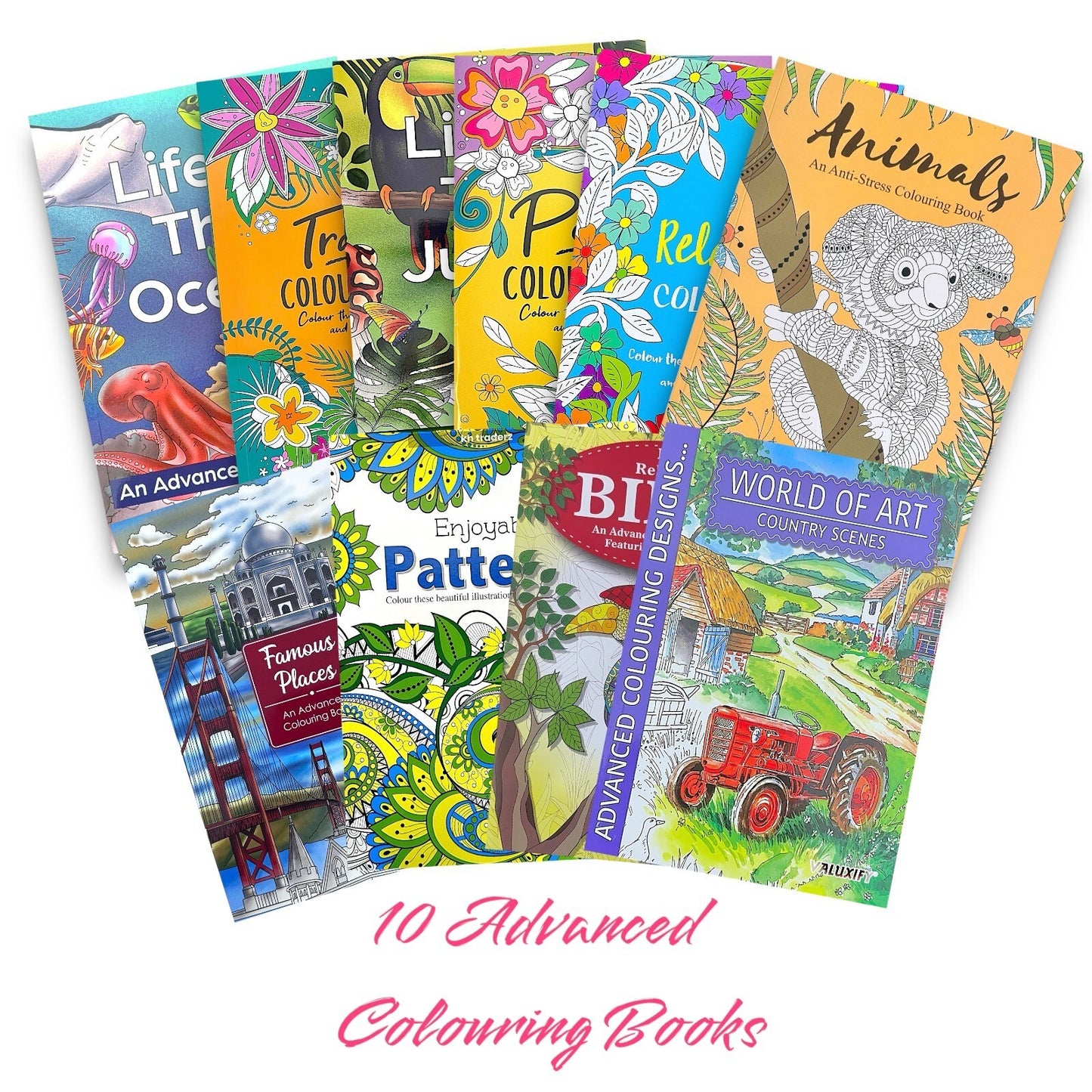 10x ADULT ANTI-STRESS COLOURING BOOK MIND RELAXING BOOKS Colour Therapy Bulk Buy