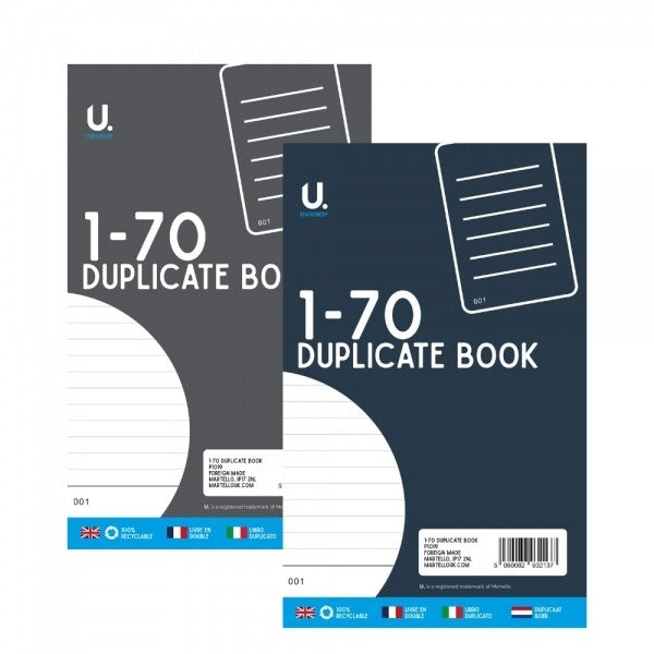 Duplicate Book 1-70  Invoice Pad Numbered Page Copy Receipt Office Single Book