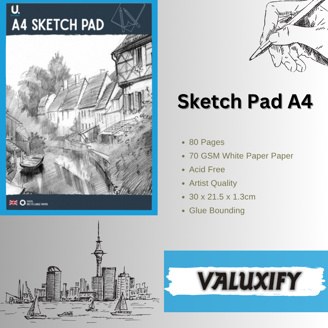 A4 Sketch Pad - White Paper Artist Craft Doodling Sketching Drawing Book UK