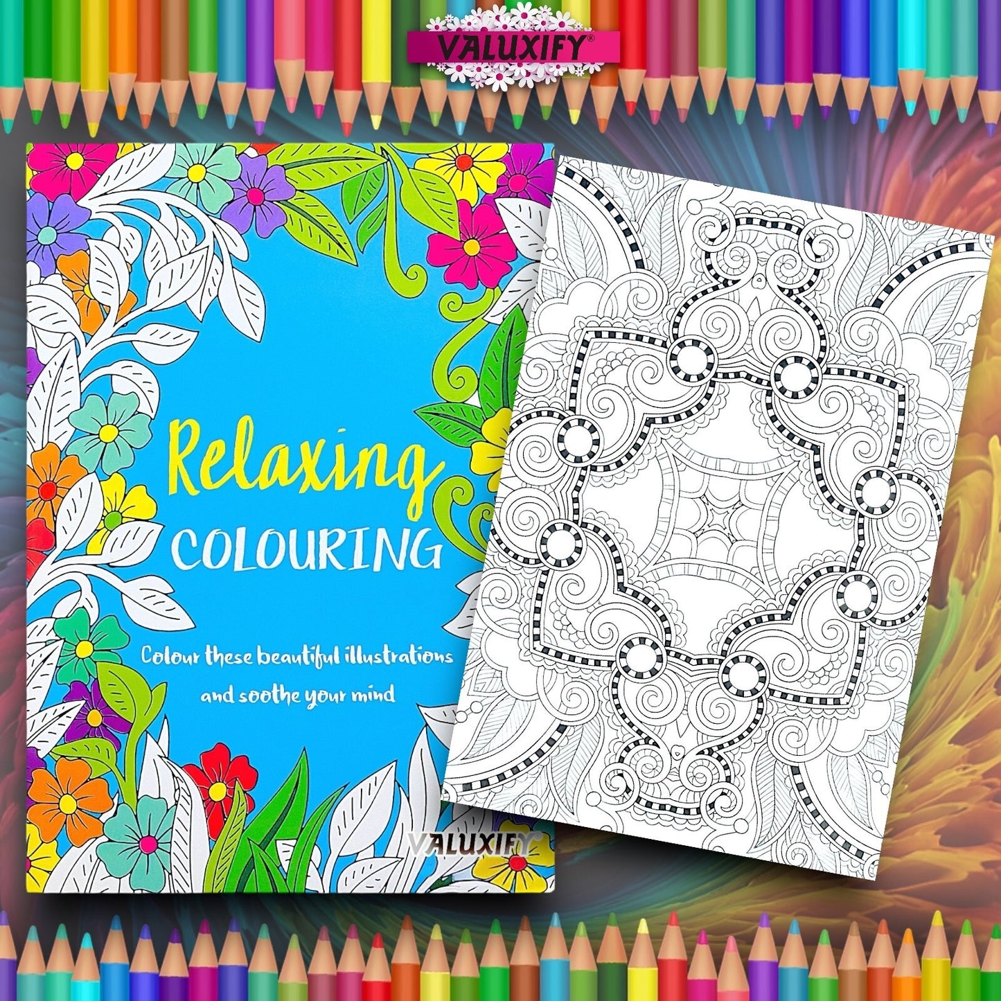 2 Adult Colouring Books Joyful Relaxing Anti Stress Colour Therapy Mind Relax A4