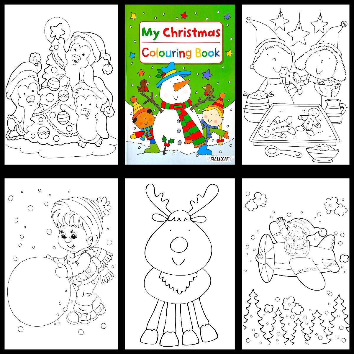 Christmas Colouring Book Kids Children Books Activity Sticker Woobly Eyes