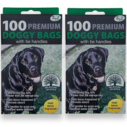 Tidzy strong dog waste bags with tie handles, 200 pack, leak-proof 26×29 cm