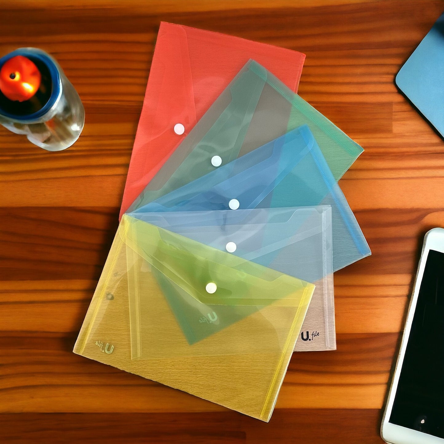 A5 Plastic Wallets Document Wallet Files Folders Filing School Office Home 5pk