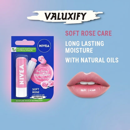 Nivea Lip Care Balms Soft Rose-4.8g - Providing Long-Lasting Hydration