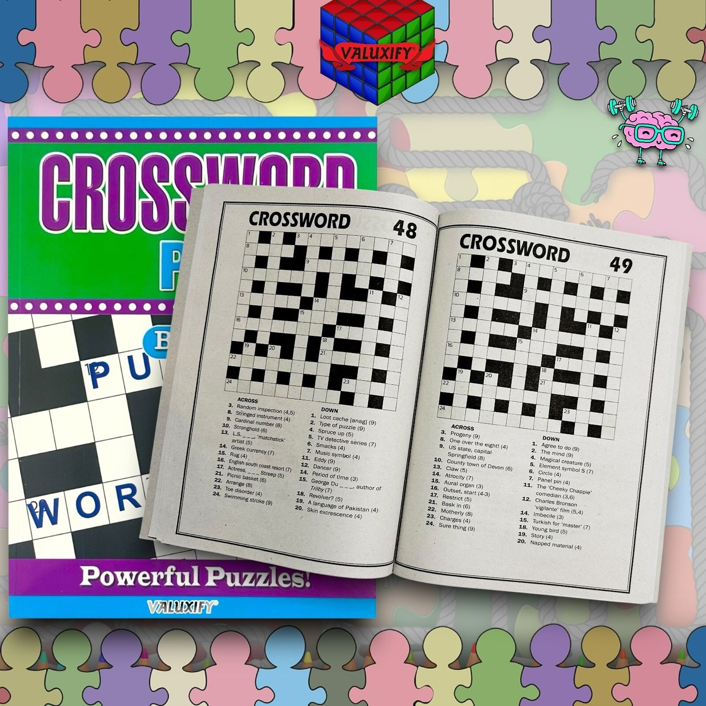 2 | Crossword Puzzles A4 Large Print Puzzle Book Trivia Fun Adult Children Brain