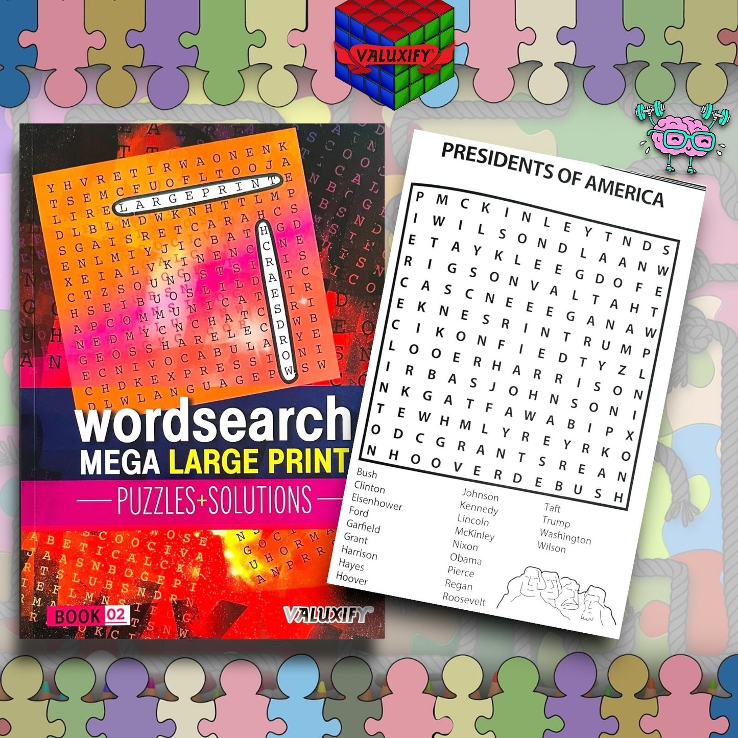 2 A4 Quiz Puzzle Mega Large Print Word Search Books Wordsearch Puzzle Book Adult
