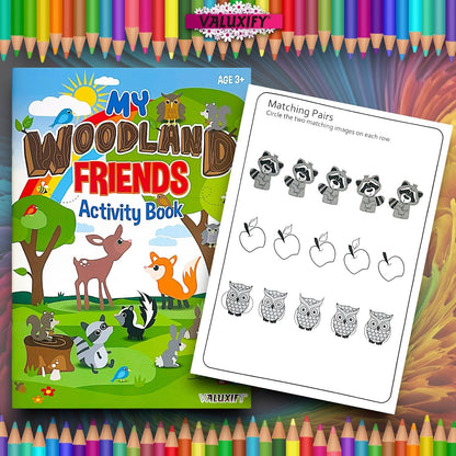 2 | CHILDREN COLOURING ACTIVITY BOOKS | MY WOODLAND FRIENDS | FOR GIRLS BOYS A4