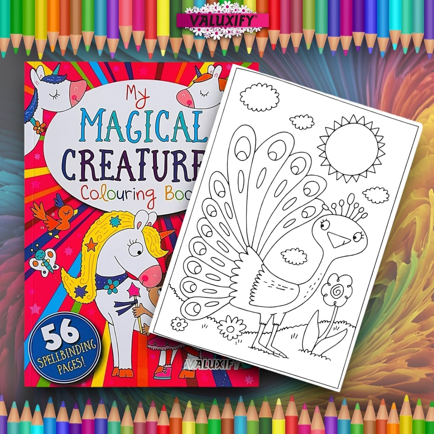 A4 | Children's Colouring Book | Magical Creatures  Girls Kids Unicorn Activity