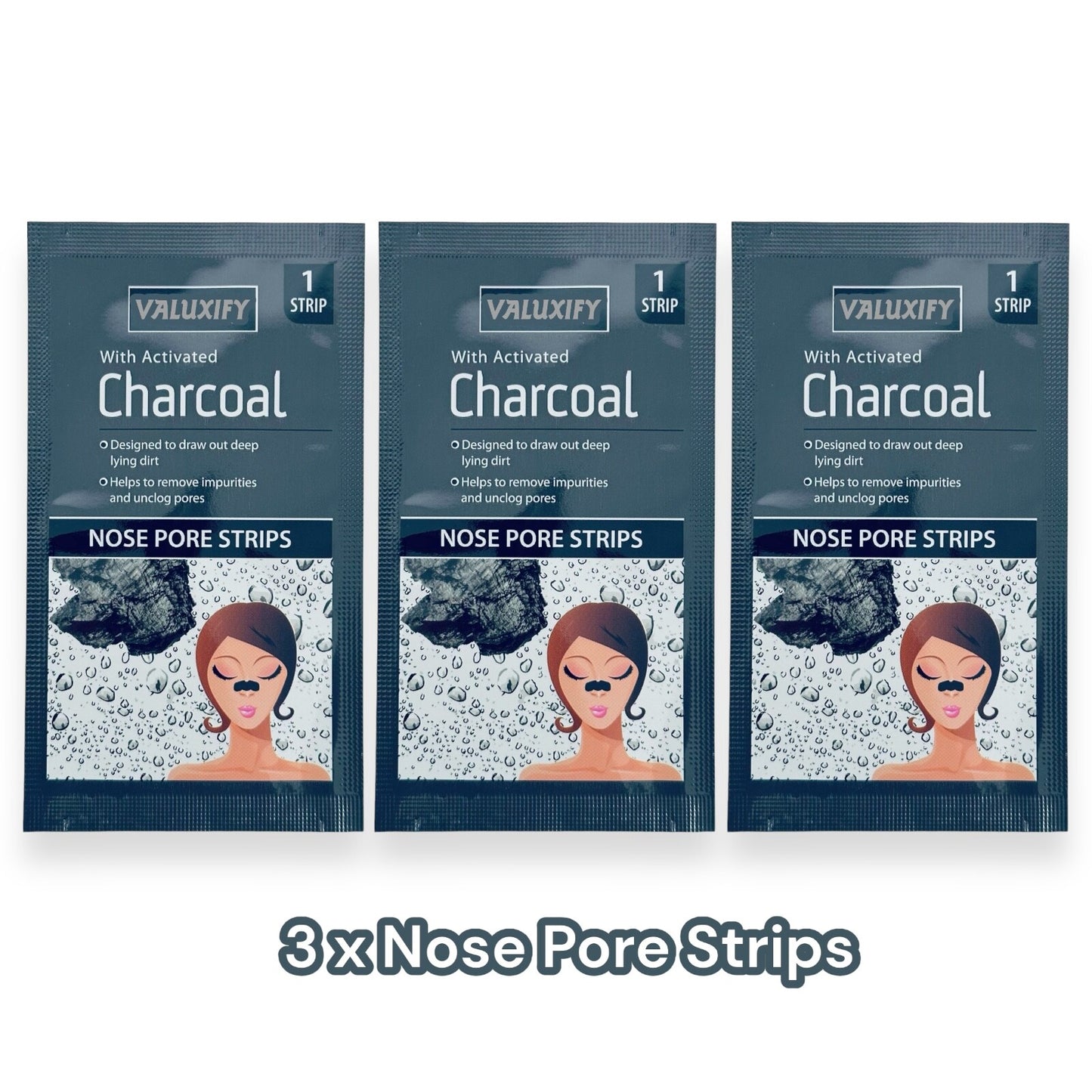 Nose Pore Strips Blackhead Removal Tea Tree Charcoal Deep Cleansing Unclog Pores