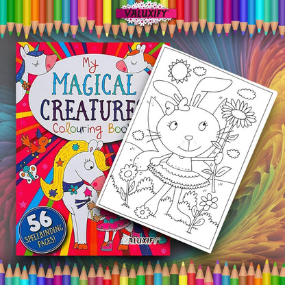 A4 | Children's Colouring Book | Magical Creatures  Girls Kids Unicorn Activity