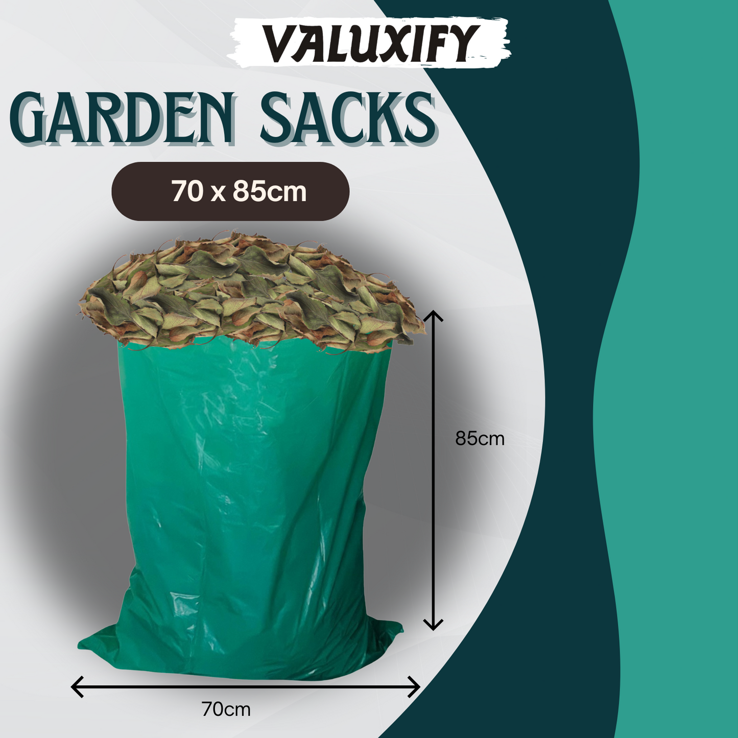 30 GARDEN WASTE SACKS BAGS STRONG LARGE HEAVY DUTY GREEN  RUBBISH BIN BAGS 80L