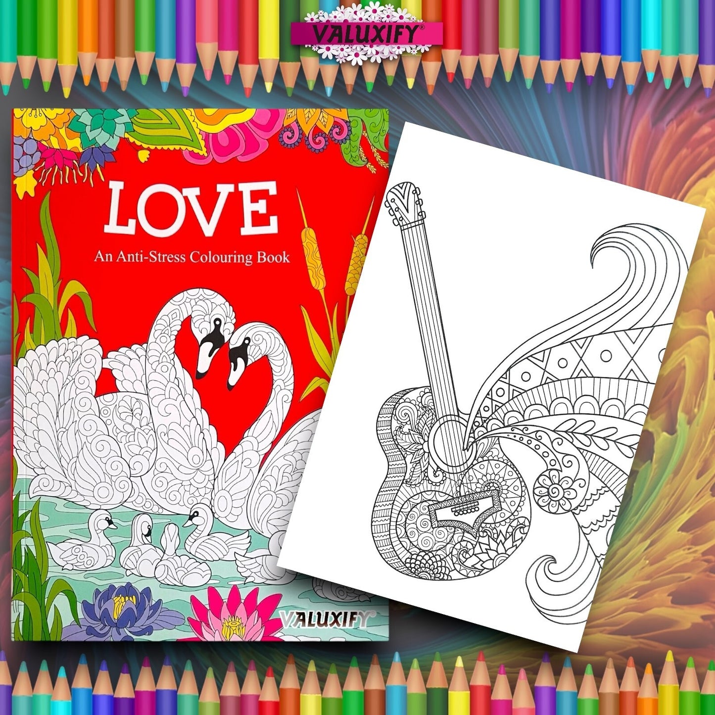 2 Adult Colouring Books Fashion Love Anti Stress Colour Therapy Mind Relax A4