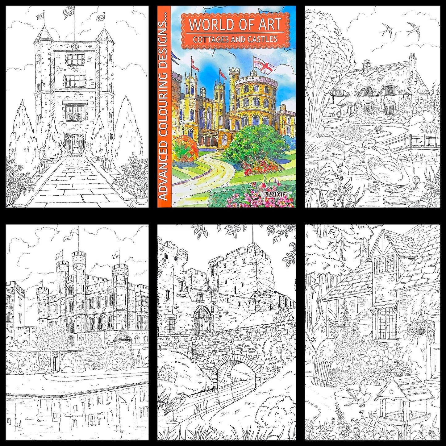 Adult Anti Stress Colouring Book Country Scenes London Nature Famous Places