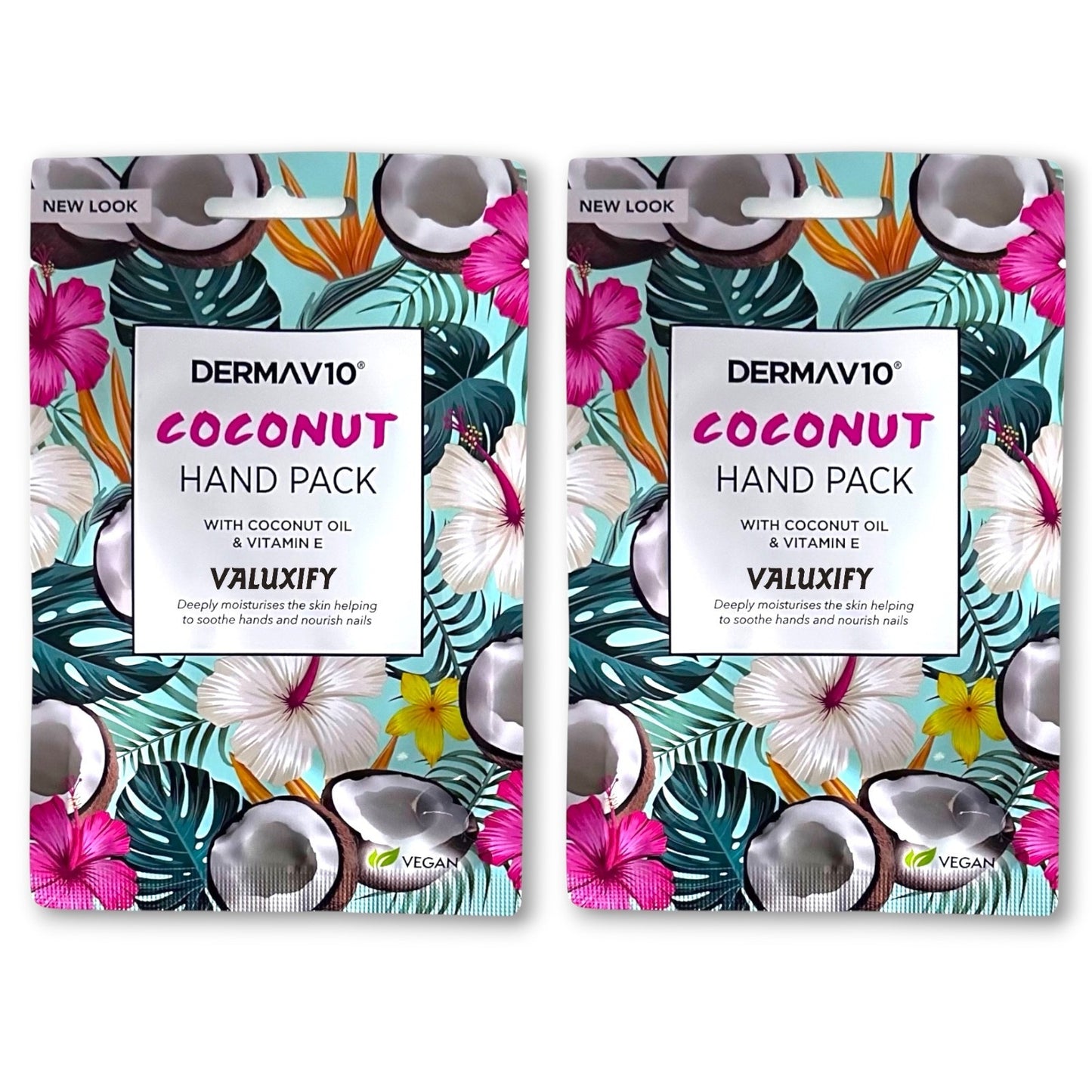 Derma V10 Coconut Moisturising Hand Mask with Vitamin E Oil – Pack of 2 Nourish