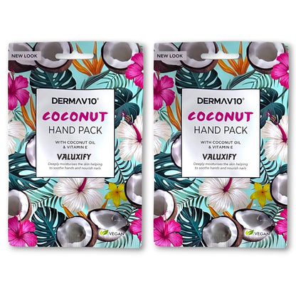 Derma V10 Coconut Moisturising Hand Mask with Vitamin E Oil – Pack of 2 Nourish