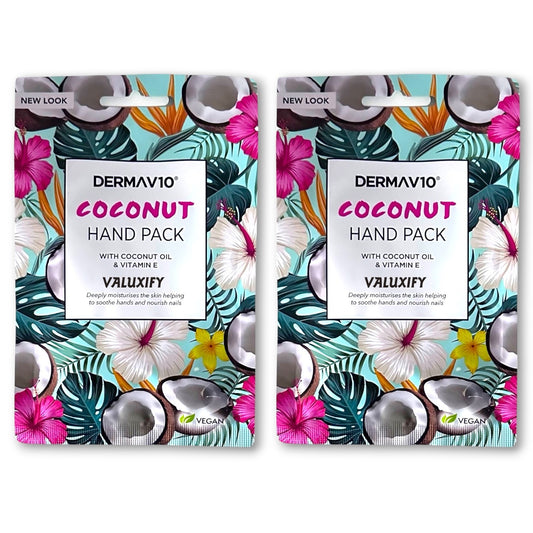 Derma V10 Coconut Moisturising Hand Mask with Vitamin E Oil – Pack of 2 Nourish