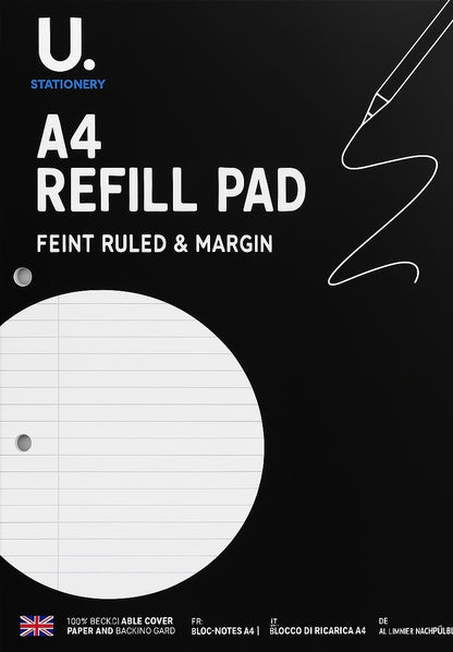 A4 lined Refill Pad 130 Pages Notepad Memo Writing Ruled Student Office School
