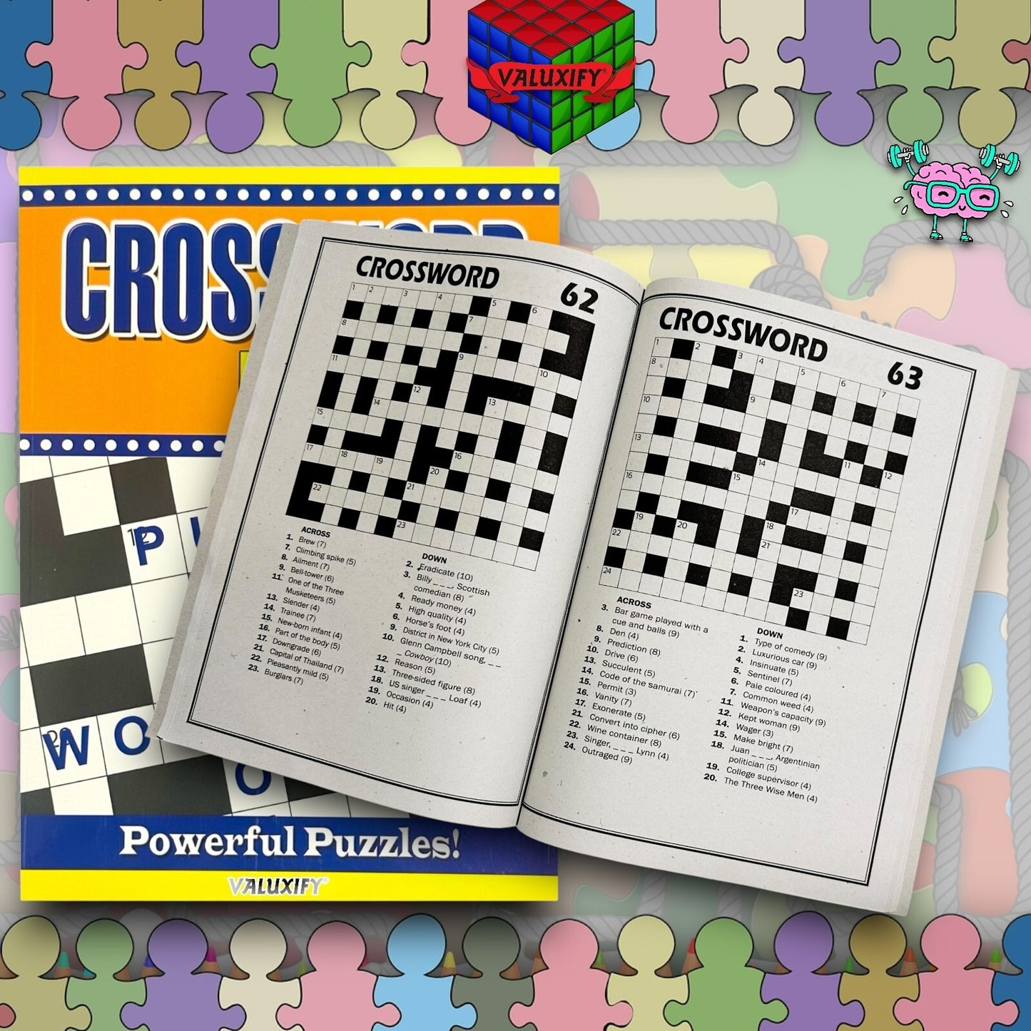 2 | Crossword Puzzles A4 Large Print Puzzle Book Trivia Fun Adult Children Brain